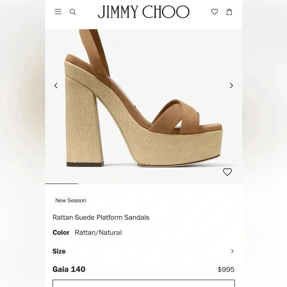Jimmy Choo Rattan Suede Platform Sandal Sz 40 (US 10)
